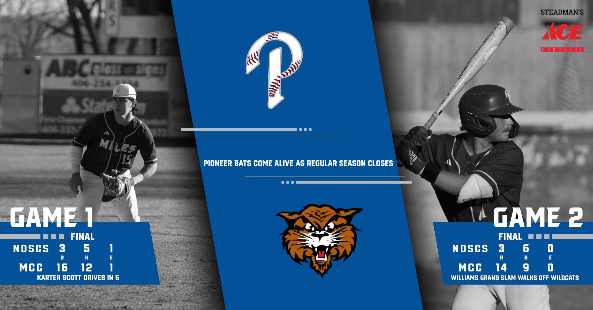 Pioneer Bats Come Alive as Regular Season Ends With 2 Wins